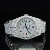 Customized Moissanite Studded Watch, 41MM Day Date fully Bust down Moissanite Diamond Watch