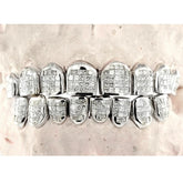 Princess Cut Solitaire 925 Silver invisible setting moissanite teeth Grillz with 8 top & 8 bottom