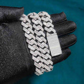 15MM White Gold Plated Moissanite Cuban Link Chain For Men's