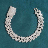 Amazing 15MM 2Row Sterling Silver Moissanite Cuban Link Bracelet For fashion's Jewelry