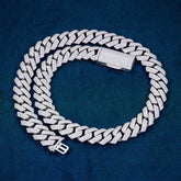 15MM Iced Out Moissanite Cuban Link Chain in 925 Solitaire Silver