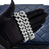 18MM 925 Silver Sparkling Miami Baguette Stone With Moissanite Cuban Link Chain For Jewelry