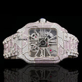 40MM Cartier Santos Skeleton Moissanite watch, Customized Moissanite Studded Watch