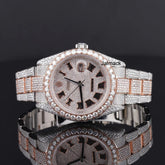 Sparkling Rolex 41MM Date Just Moissanite Diamond Watch With Roman Letter, Customized Moissanite Studded Watch