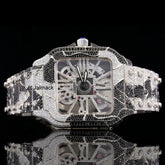 40MM Cartier Santos Skeleton Moissanite watch, Customized Moissanite Studded Watch