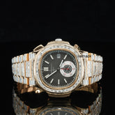 41MM Rose Gold Plated Luxury Bust Down Moissanite Diamond Automatic Watch, Customized Moissanite Studded Watch