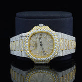 Two Tone 41MM Luxury Bust Down Moissanite Diamond Automatic Watch, Customized Moissanite Studded Watch
