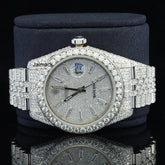 Customized Moissanite Studded Watch, 41MM Date Just fully Bust down Moissanite Diamond Watch