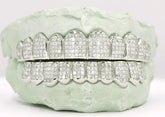 Princess Cut Invisible setting with 10 top & 10 bottom moissanite teeth Grillz in 925 Silver