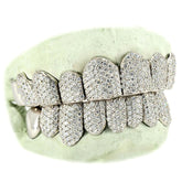 10k White Gold 8 top and 8 bottom Moissanite teeth Grillz for men's fashion jewelry