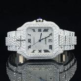 VVS1 40MM Cartier Fully Bust Down Diamond Watch, Customized Moissanite Studded Watch
