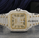 VVS Moissanite 40MM Cartier Fully Iced Out Watch, Customized Moissanite Studded Watch