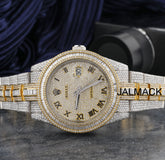 41MM Date Just Fully Iced VVS Moissanite Diamond Watch, Customized Moissanite Studded Watch