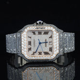 VVS1 40MM Cartier Fully Bust Down Diamond Watch, Customized Moissanite Studded Watch