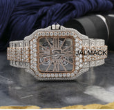 40MM Cartier Fully Iced Out Diamond Watch, Customized Moissanite Studded Watch