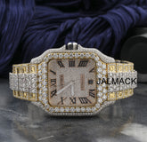 Customized Moissanite Studded Watch, 40MM Cartier Fully Iced Out Diamond Watch