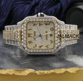 VVS Moissanite 40MM Cartier Fully Iced Out Watch, Customized Moissanite Studded Watch