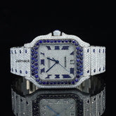 VVS1 40MM Cartier Fully Bust Down Diamond Watch, Customized Moissanite Studded Watch