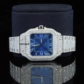 VVS1 40MM Cartier Fully Bust Down Diamond Watch, Customized Moissanite Studded Watch