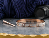 Moissanite Bangle Bracelets, Rose Gold
