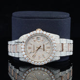 Customized Moissanite Studded Watch, 41MM Date Just fully Bust down Moissanite Diamond Watch
