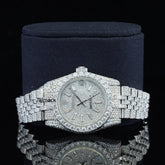 Customized Moissanite Studded Watch, 36MM Date Just fully Bust down Moissanite Diamond Watch