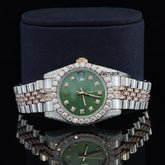 Customized Moissanite Studded Watch, 36MM Date Just fully Bust down Moissanite Diamond Watch