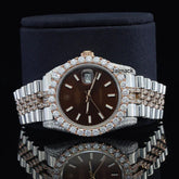 Customized Moissanite Studded Watch, 36MM Date Just fully Bust down Moissanite Diamond Watch