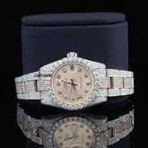 Customized Moissanite Studded Watch, 36MM Date Just fully Bust down Moissanite Diamond Watch