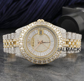 41MM Date Just Unique Moissanite Diamond Watch, Customized Moissanite Studded Watch