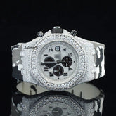 Stainless Steel Iced Out Moissanite Diamond Automatic Rubber Belt Watch, Customized Moissanite Studded Rubber belt Watch