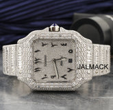 Unique 40MM Cartier Fully Iced Out Diamond Watch, Customized Moissanite Studded Watch