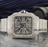 40MM Cartier Santos Skeleton Moissanite watch, Customized Moissanite Studded Watch