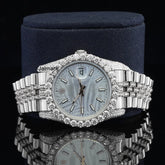 Customized Moissanite Studded Watch, 41MM Date Just fully Bust down Moissanite Diamond Watch