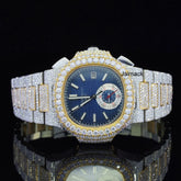 VVS1 Two Tone 41MM Luxury Bust Down Moissanite Diamond Automatic Watch, Customized Moissanite Studded Watch