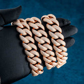 20MM Hip Hop Rose Gold Moissanite Diamond Cuban Link Chain For Men & Women