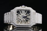 40MM Cartier Santos Skeleton Moissanite watch, Customized Moissanite Studded Watch