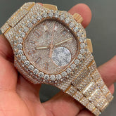 Iced Out 41MM Luxury Bust Down Moissanite Diamond Automatic Watch, Customized Moissanite Studded Watch