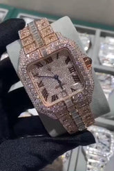 Iced Out Luxury 40MM Round & Baguette Moissanite Diamond Fully Automatic Watch for Anniversary Gift