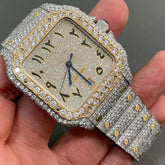 VVS Two tone 40MM Cartier Fully Bust Down Diamond Automatic Watch With Arabic Dial