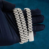 12MM Sterling Silver Hip hop Miami Moissanite Cuban Link Chain for Men's