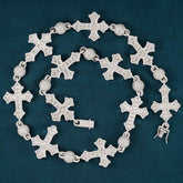 14k Round and Baguette Cross Moissanite Link Chain