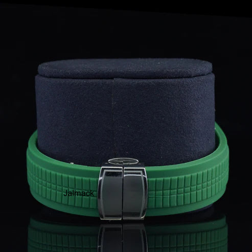 Iced Out Luxury Moissanite Diamond Automatic Green Rubber belt Watch, Customized Moissanite Studded Rubber belt Watch