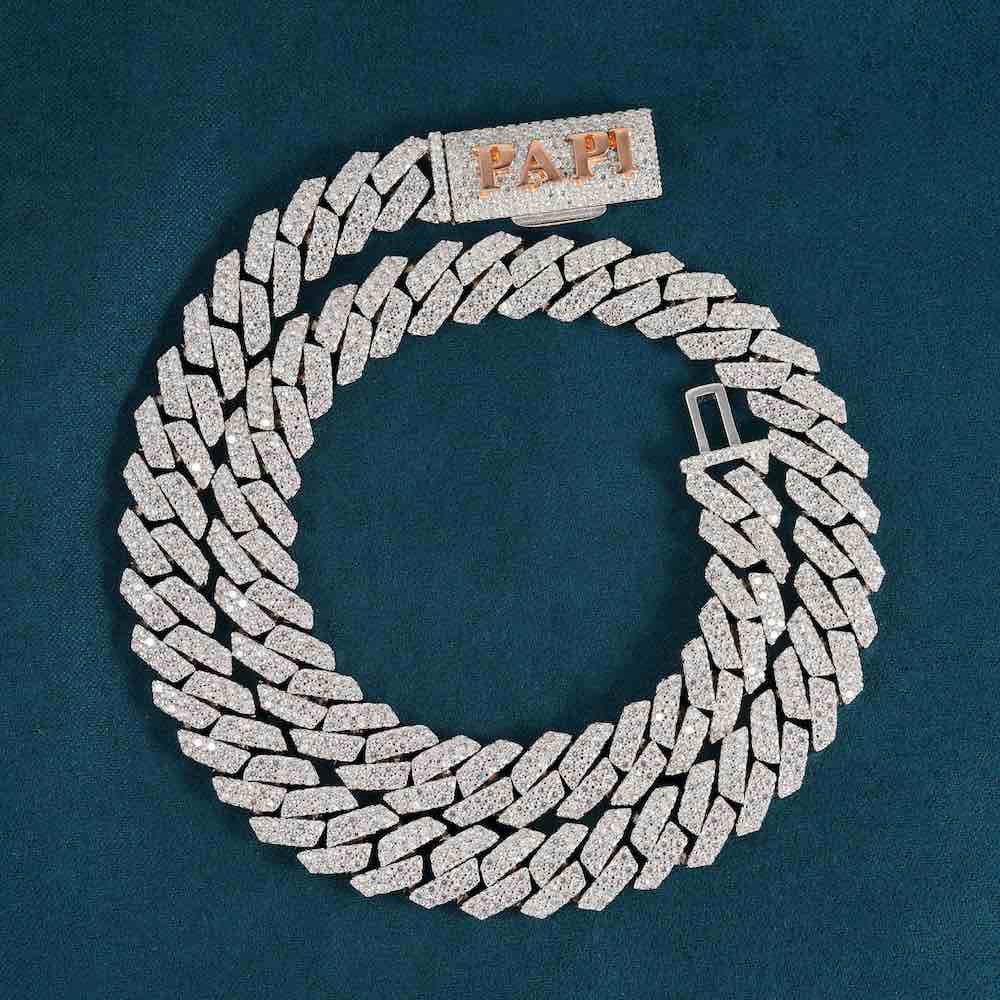 10MM Yellow Gold Plated Moissanite Cuban Link Chain