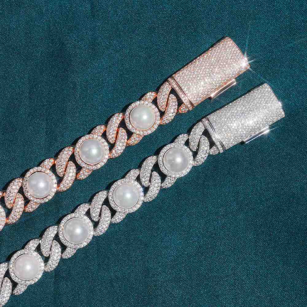 10MM Moissanite Cuban Link Chain in Silver For Men's Jewelry