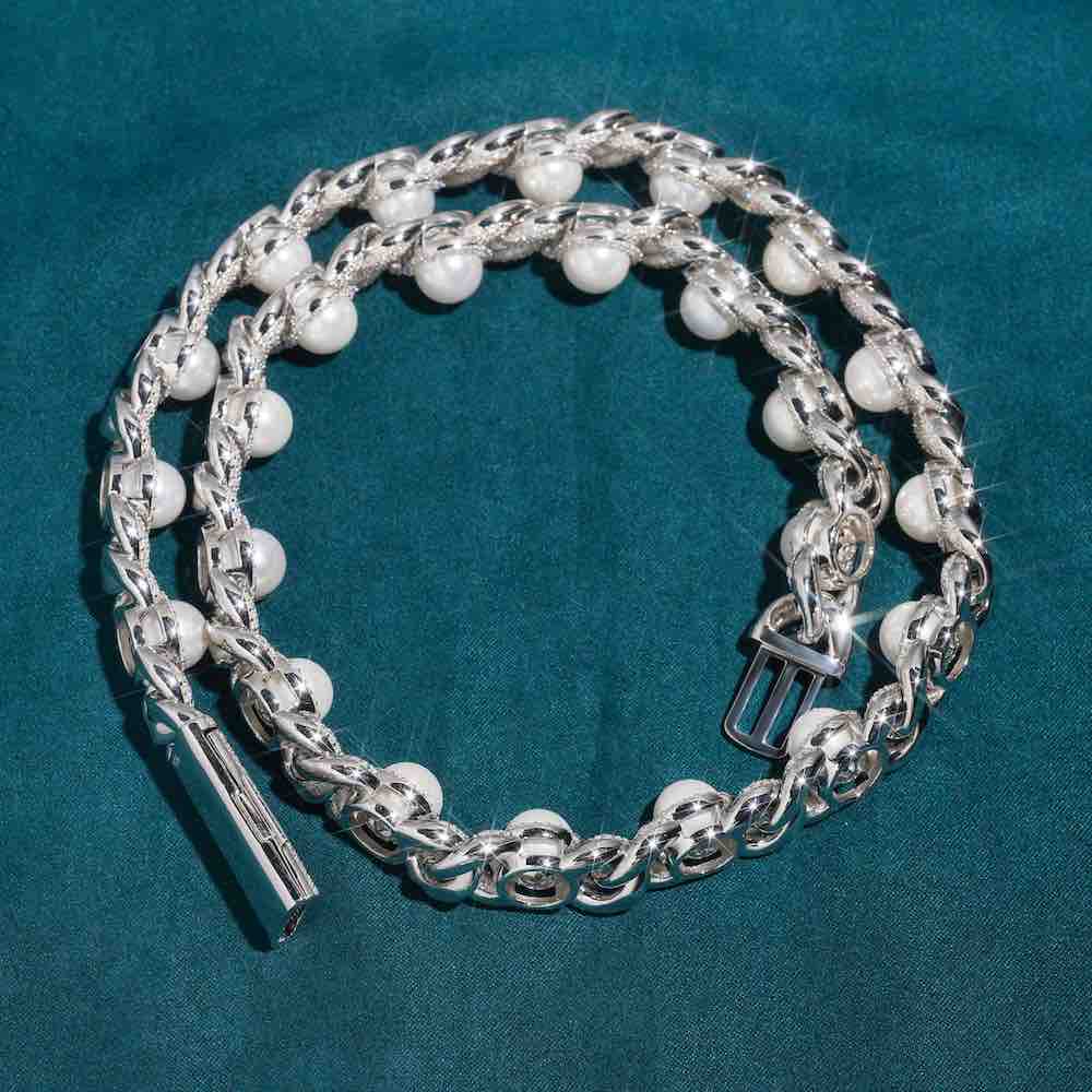 10MM Moissanite Cuban Link Chain in Silver For Men's Jewelry