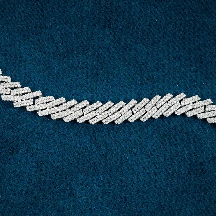 Classic 10MM 925 Silver Hip Hop Miami Moissanite Diamond Cuban Link Bracelet
