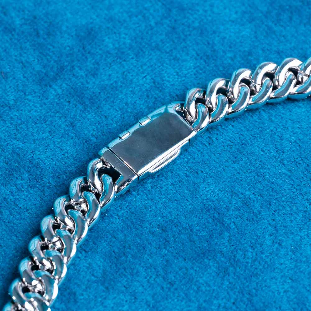 10MM Hip hop Stylish Silver Cuban Link Chain