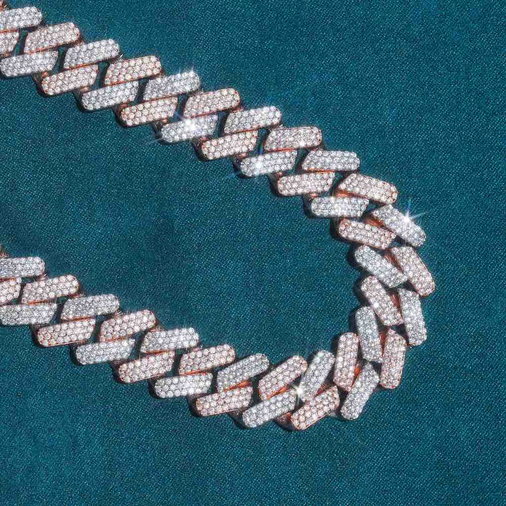10MM Classic Two Tone Moissanite Diamond Cuban Link Chain