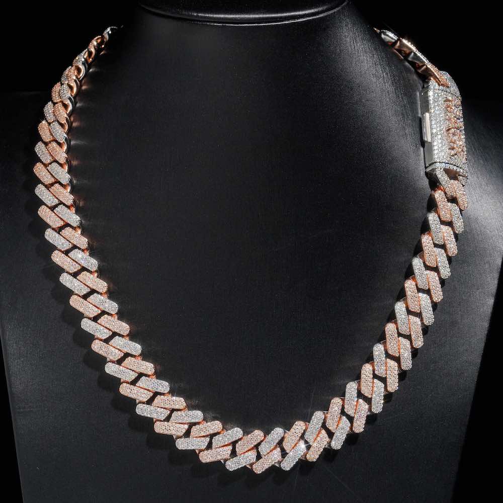 10MM Classic Two Tone Moissanite Diamond Cuban Link Chain